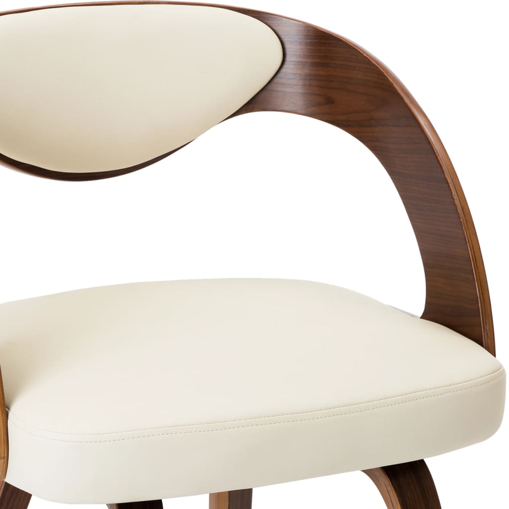 Eetkamerstoelen 2 st gebogen hout en kunstleer crèmekleurig is nu te koop bij PeponiXL, paradijselijk wonen!