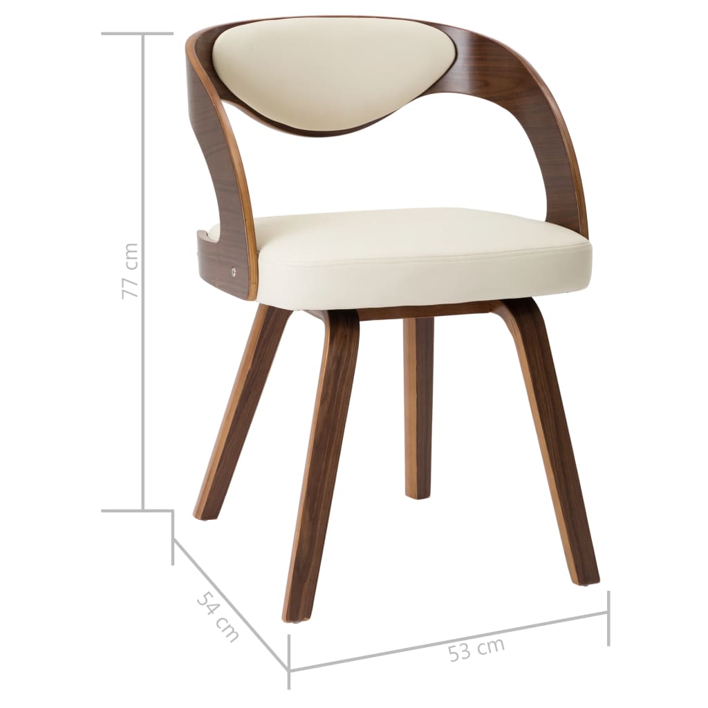 Eetkamerstoelen 2 st gebogen hout en kunstleer crèmekleurig is nu te koop bij PeponiXL, paradijselijk wonen!