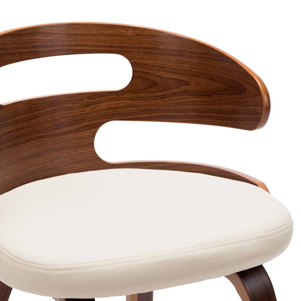 Eetkamerstoelen 2 st gebogen hout en kunstleer crèmekleurig is nu te koop bij PeponiXL, paradijselijk wonen!