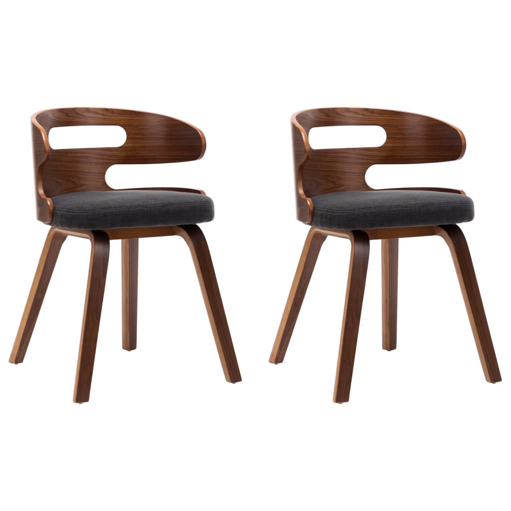 Eetkamerstoelen 2 st gebogen hout en stof donkergrijs is nu te koop bij PeponiXL, paradijselijk wonen!