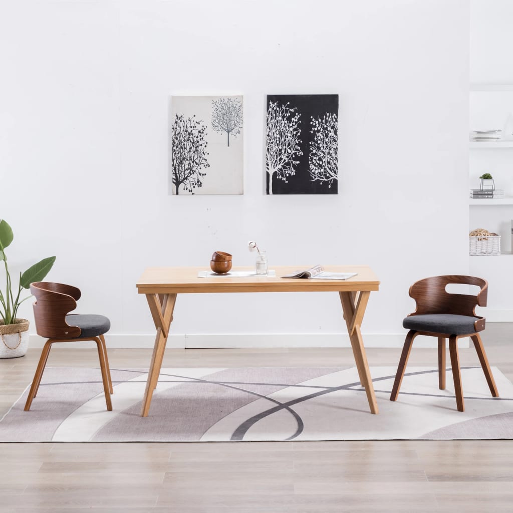 Eetkamerstoelen 2 st gebogen hout en stof donkergrijs is nu te koop bij PeponiXL, paradijselijk wonen!