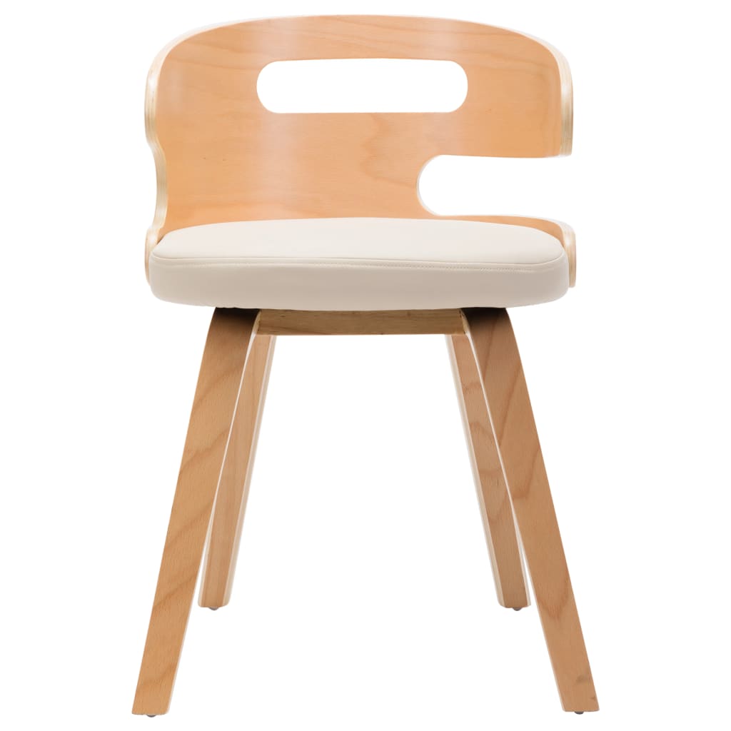 Eetkamerstoelen 2 st gebogen hout en kunstleer crèmekleurig is nu te koop bij PeponiXL, paradijselijk wonen!