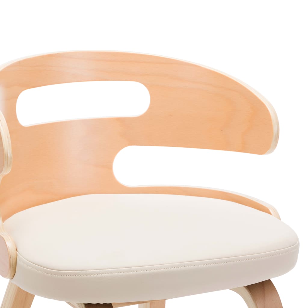 Eetkamerstoelen 2 st gebogen hout en kunstleer crèmekleurig is nu te koop bij PeponiXL, paradijselijk wonen!