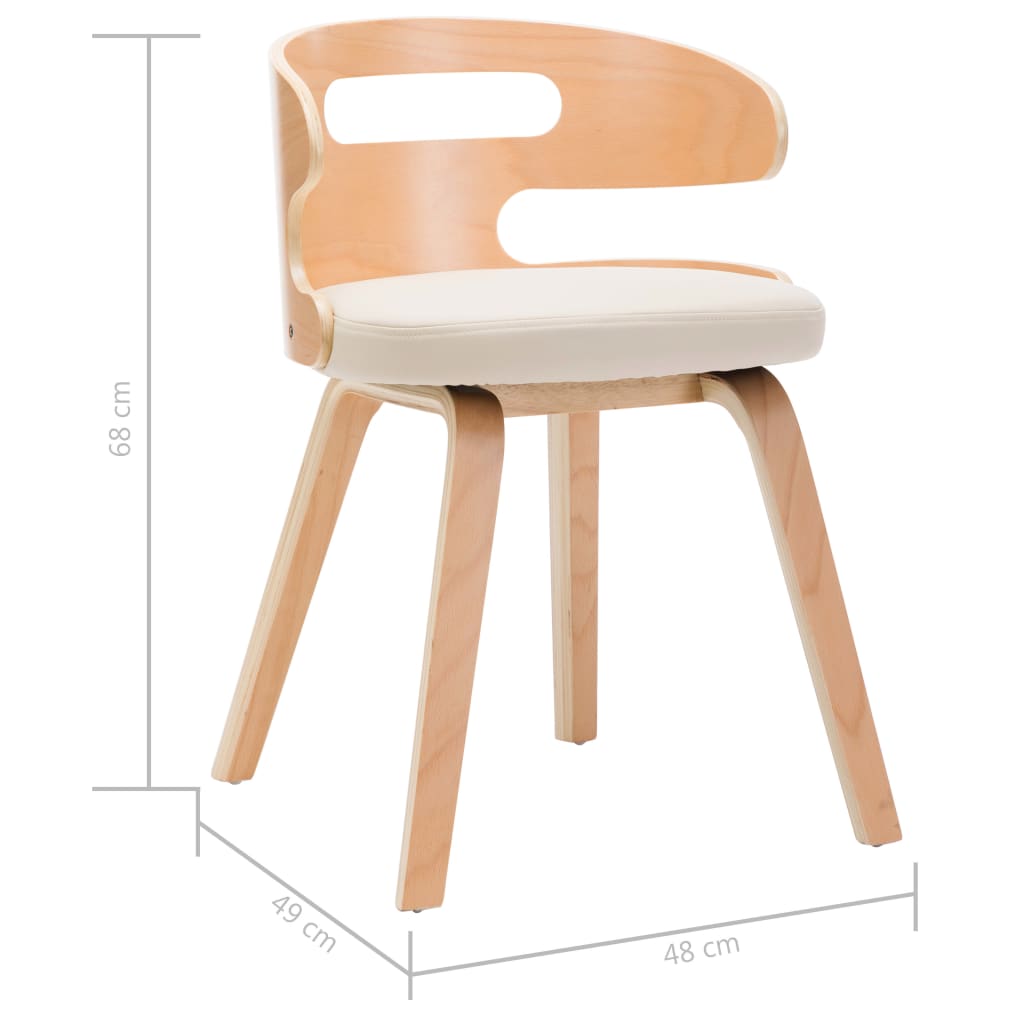 Eetkamerstoelen 2 st gebogen hout en kunstleer crèmekleurig is nu te koop bij PeponiXL, paradijselijk wonen!