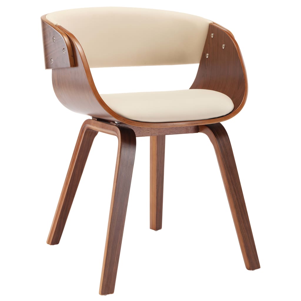 Eetkamerstoel gebogen hout en kunstleer crèmekleurig is nu te koop bij PeponiXL, paradijselijk wonen!