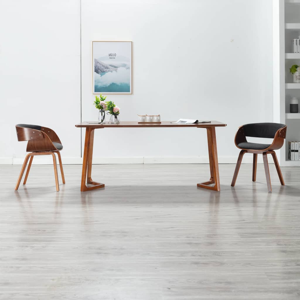 Eetkamerstoel gebogen hout en stof grijs is nu te koop bij PeponiXL, paradijselijk wonen!