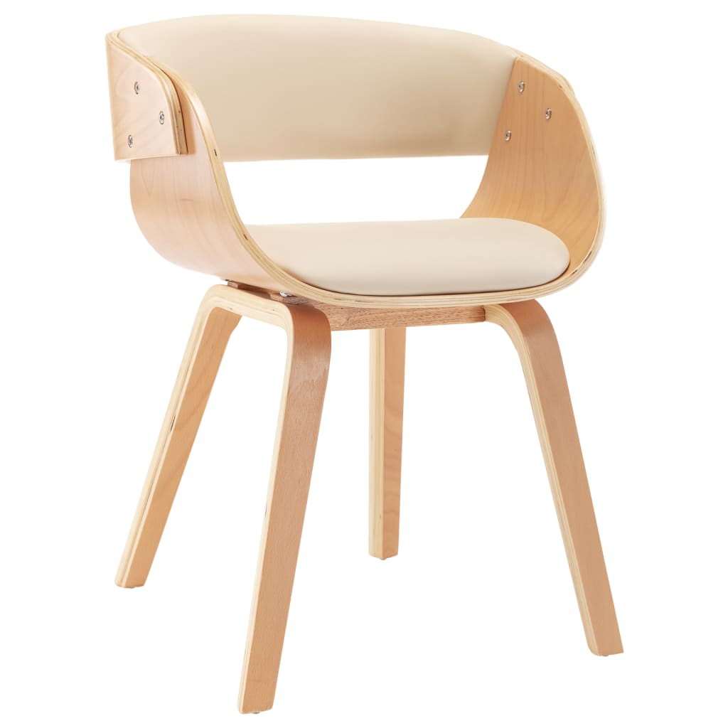 Eetkamerstoel gebogen hout en kunstleer crèmekleurig is nu te koop bij PeponiXL, paradijselijk wonen!
