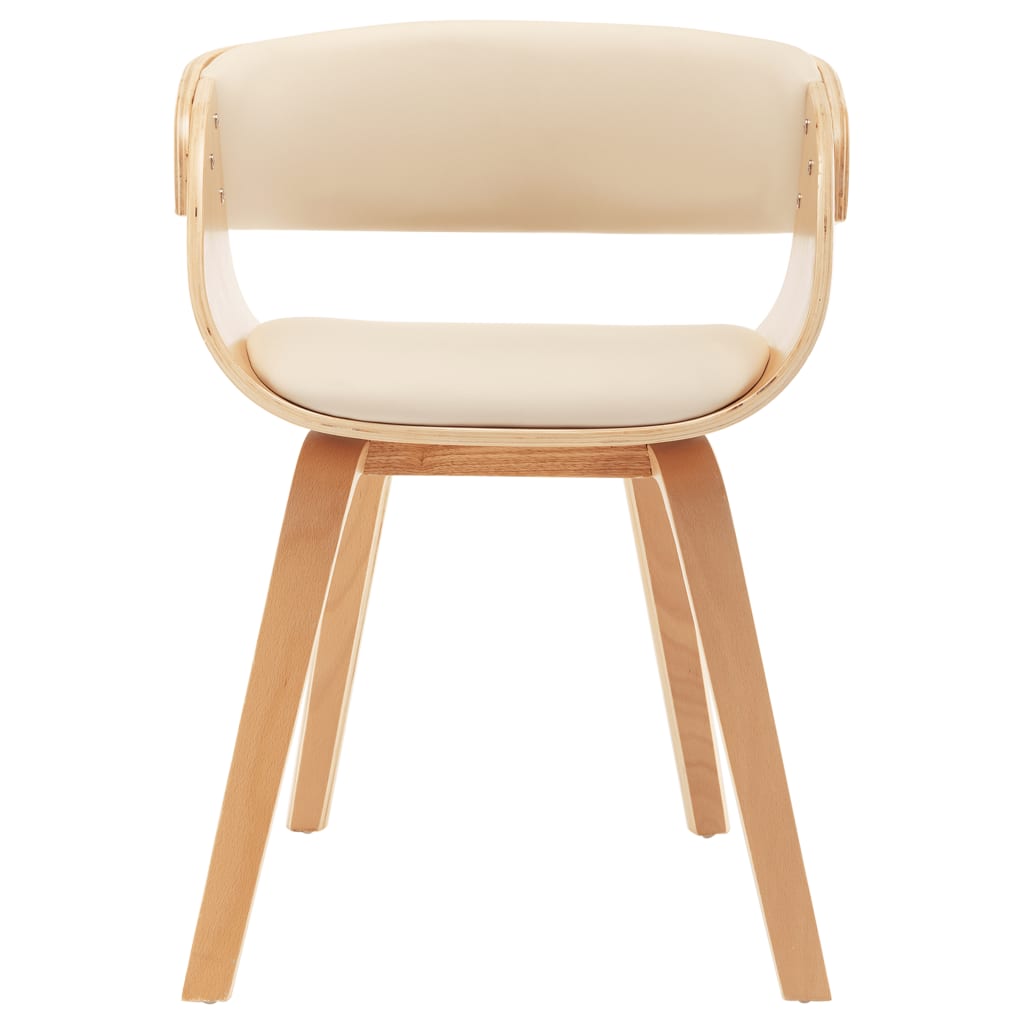 Eetkamerstoel gebogen hout en kunstleer crèmekleurig is nu te koop bij PeponiXL, paradijselijk wonen!