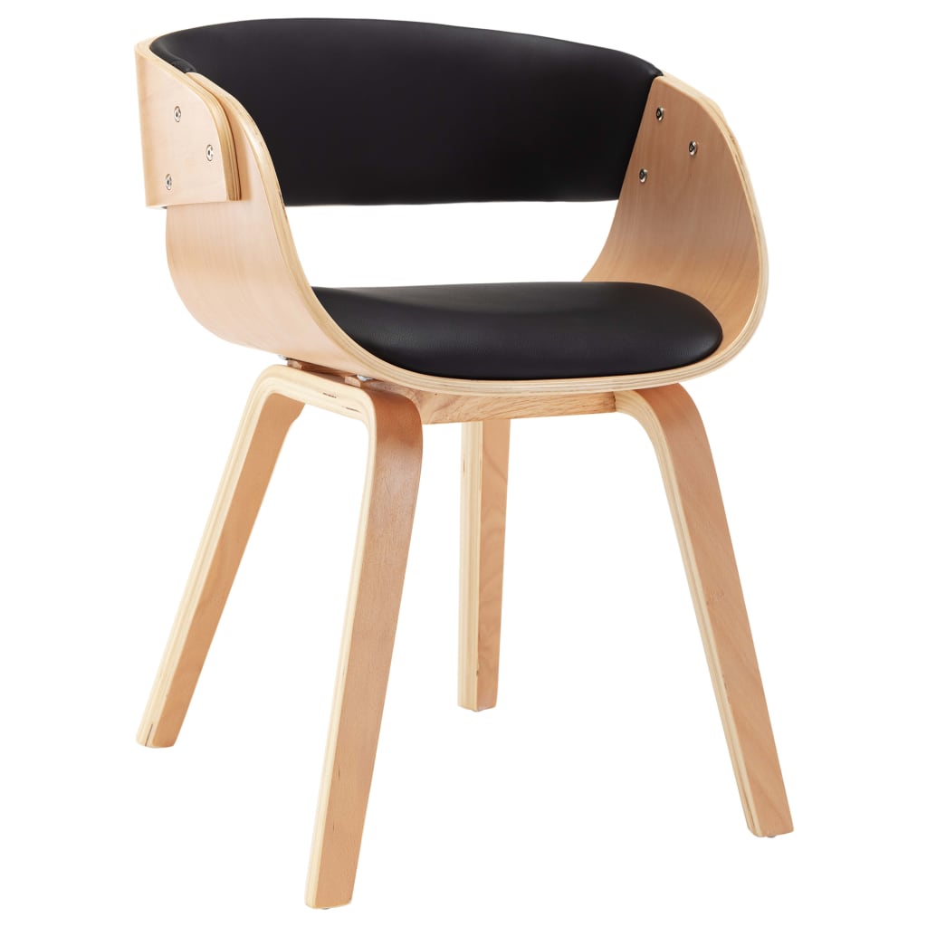 Eetkamerstoel gebogen hout en kunstleer zwart is nu te koop bij PeponiXL, paradijselijk wonen!