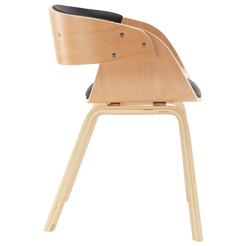 Eetkamerstoel gebogen hout en kunstleer zwart is nu te koop bij PeponiXL, paradijselijk wonen!