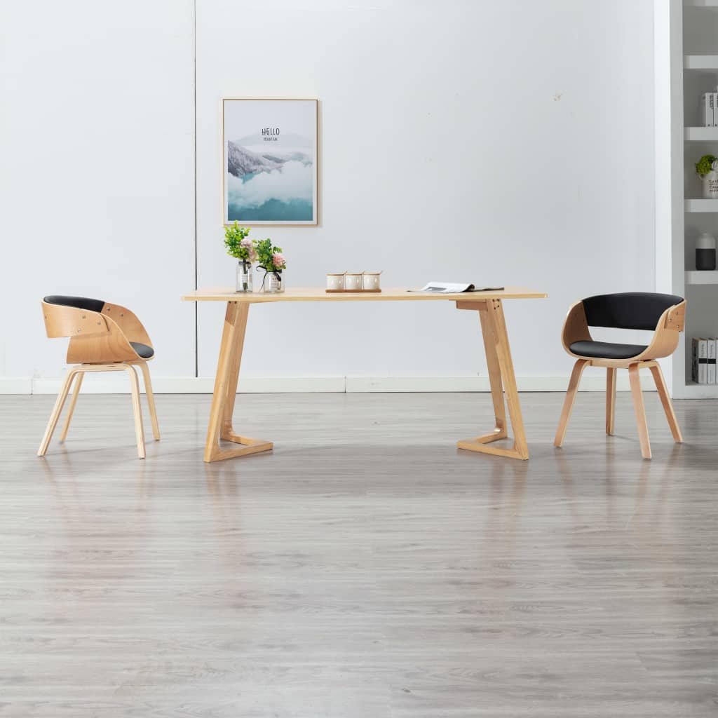 Eetkamerstoel gebogen hout en kunstleer zwart is nu te koop bij PeponiXL, paradijselijk wonen!
