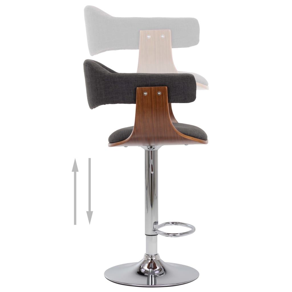 Barkrukken 2 st gebogen hout en stof grijs is nu te koop bij PeponiXL, paradijselijk wonen!