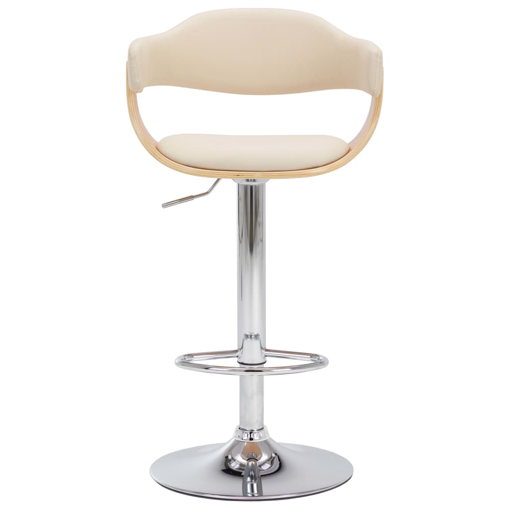 Barkrukken 2 st gebogen hout en kunstleer crèmekleurig is nu te koop bij PeponiXL, paradijselijk wonen!