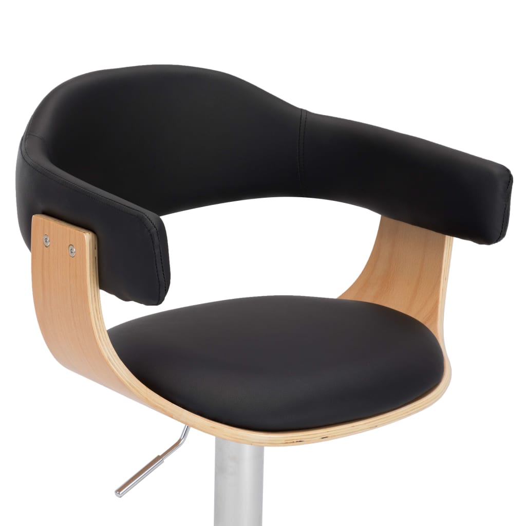 Barkrukken 2 st gebogen hout en kunstleer zwart is nu te koop bij PeponiXL, paradijselijk wonen!