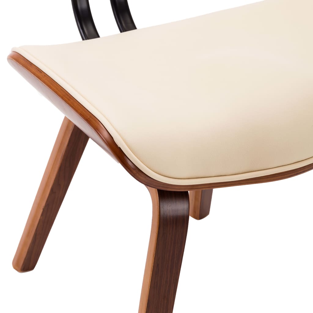 Eetkamerstoelen 2 st gebogen hout en kunstleer crèmekleurig is nu te koop bij PeponiXL, paradijselijk wonen!