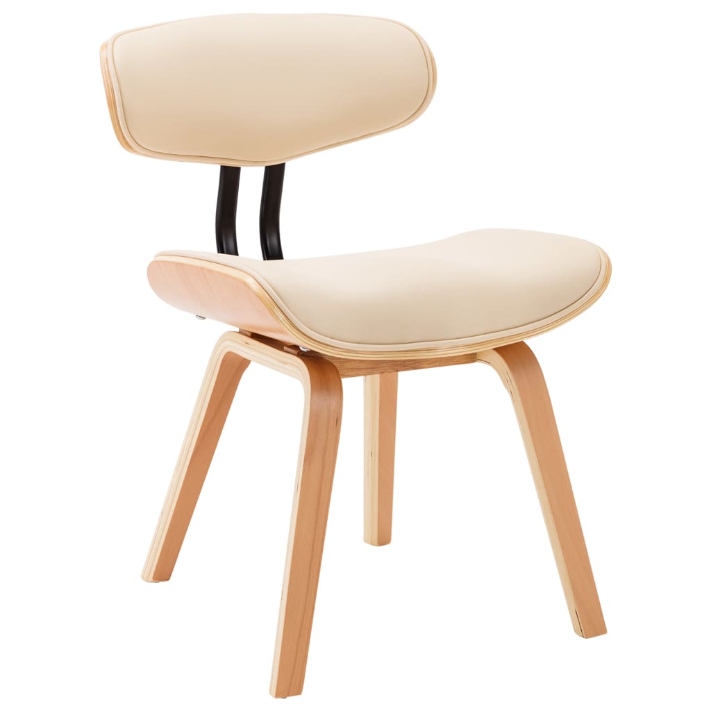 Eetkamerstoelen 2 st gebogen hout en kunstleer crèmekleurig is nu te koop bij PeponiXL, paradijselijk wonen!