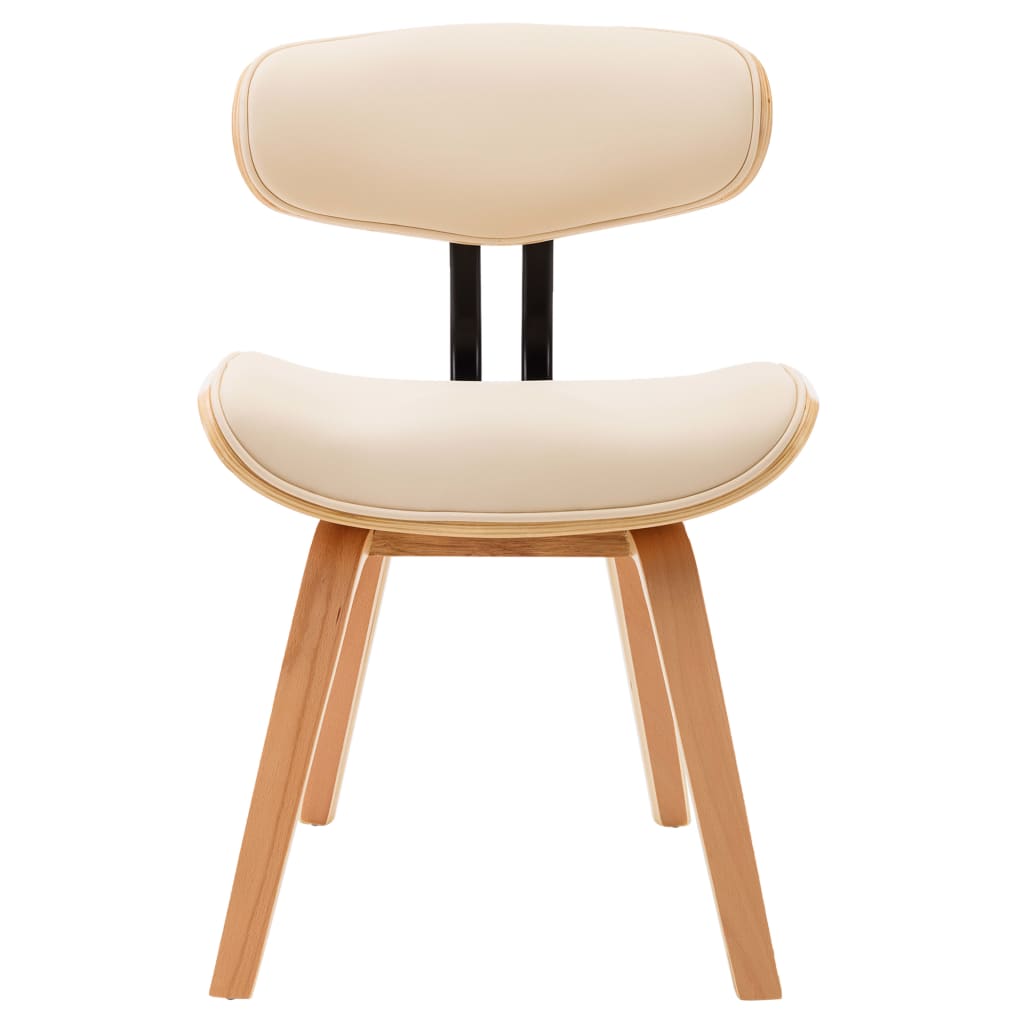 Eetkamerstoelen 2 st gebogen hout en kunstleer crèmekleurig is nu te koop bij PeponiXL, paradijselijk wonen!