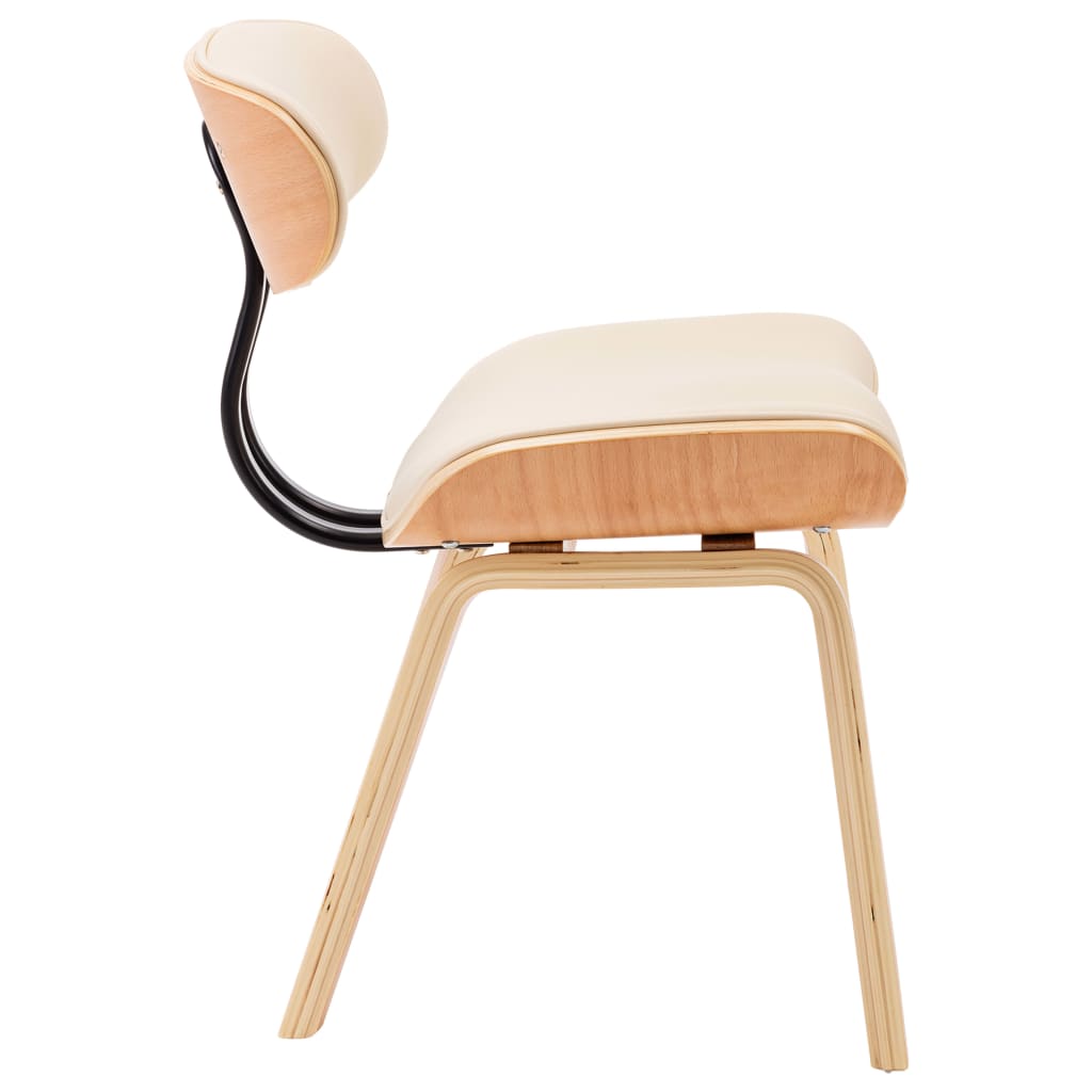 Eetkamerstoelen 2 st gebogen hout en kunstleer crèmekleurig is nu te koop bij PeponiXL, paradijselijk wonen!