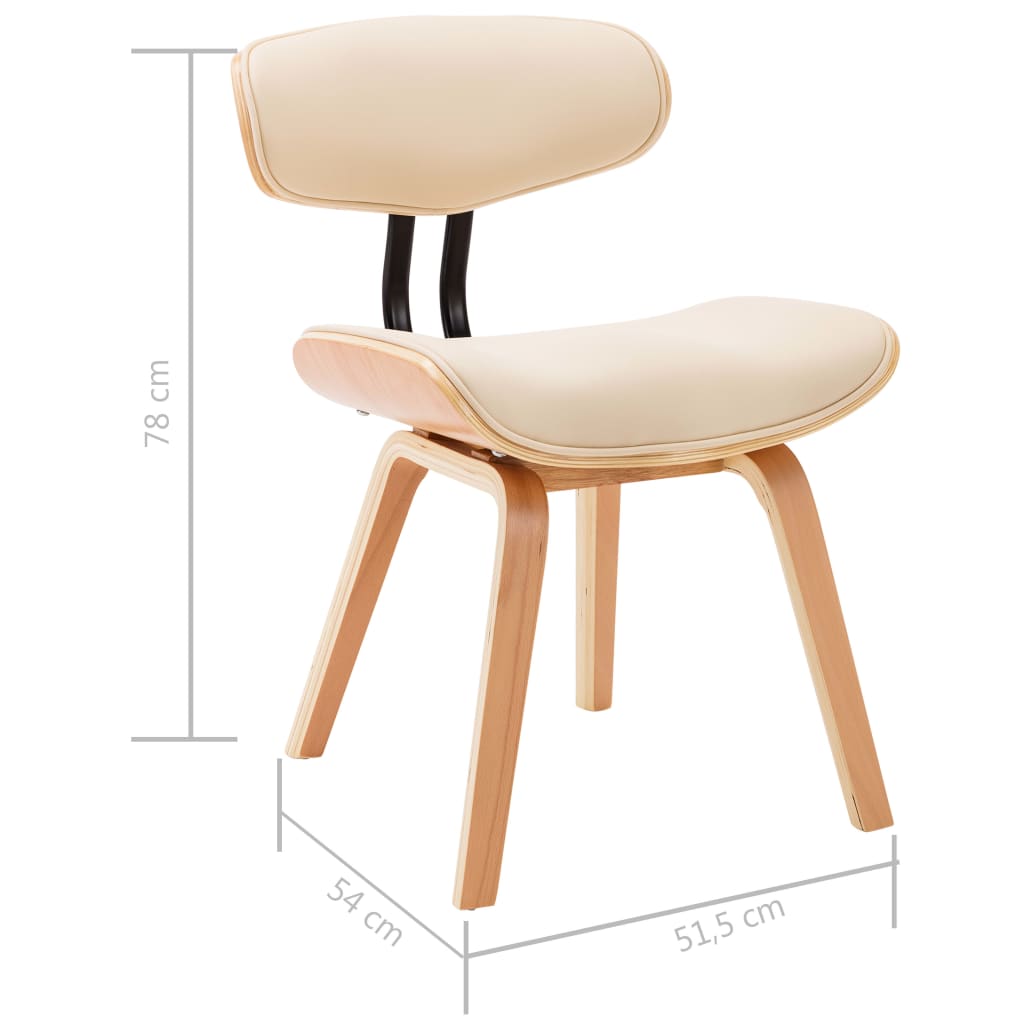 Eetkamerstoelen 2 st gebogen hout en kunstleer crèmekleurig is nu te koop bij PeponiXL, paradijselijk wonen!