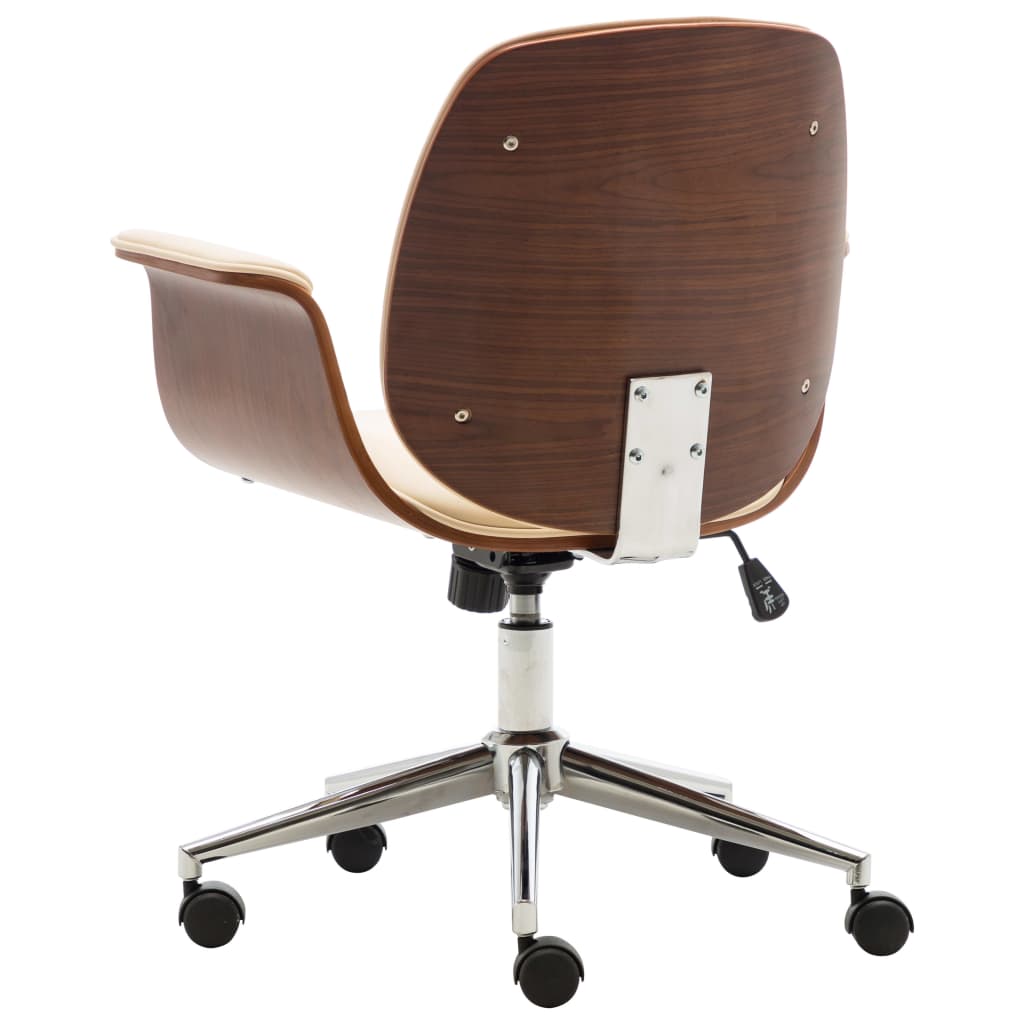 Kantoorstoel gebogen hout en kunstleer crèmekleurig is nu te koop bij PeponiXL, paradijselijk wonen!