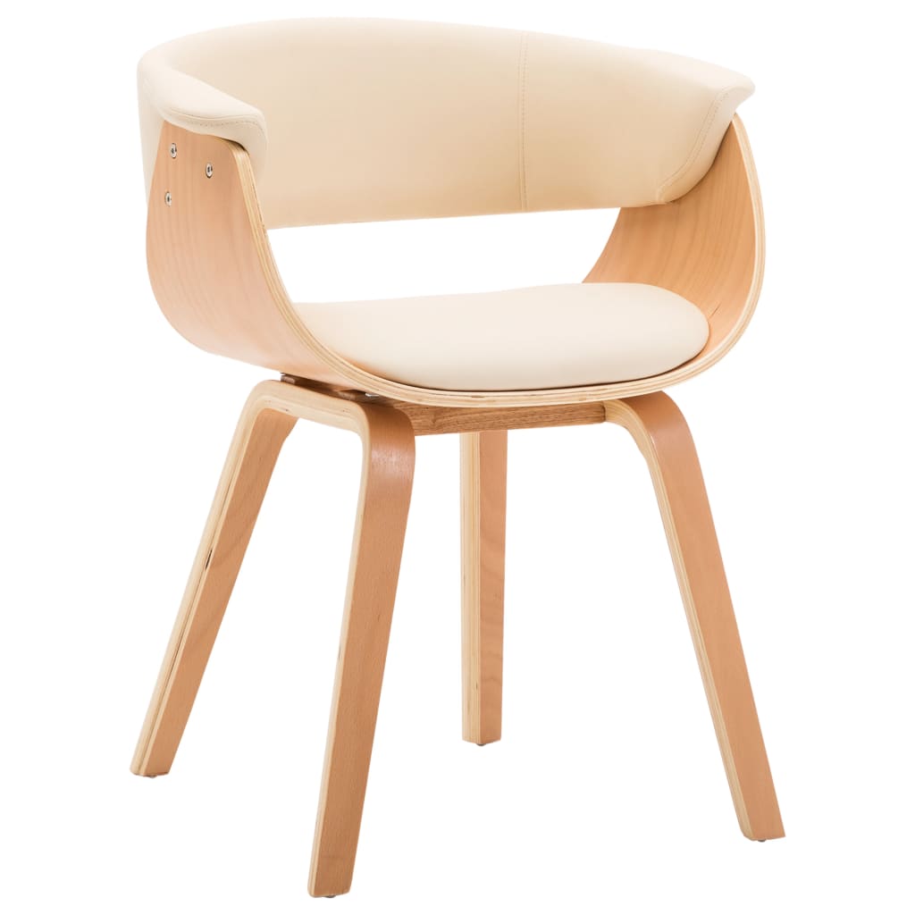 Eetkamerstoel gebogen hout en kunstleer crème is nu te koop bij PeponiXL, paradijselijk wonen!