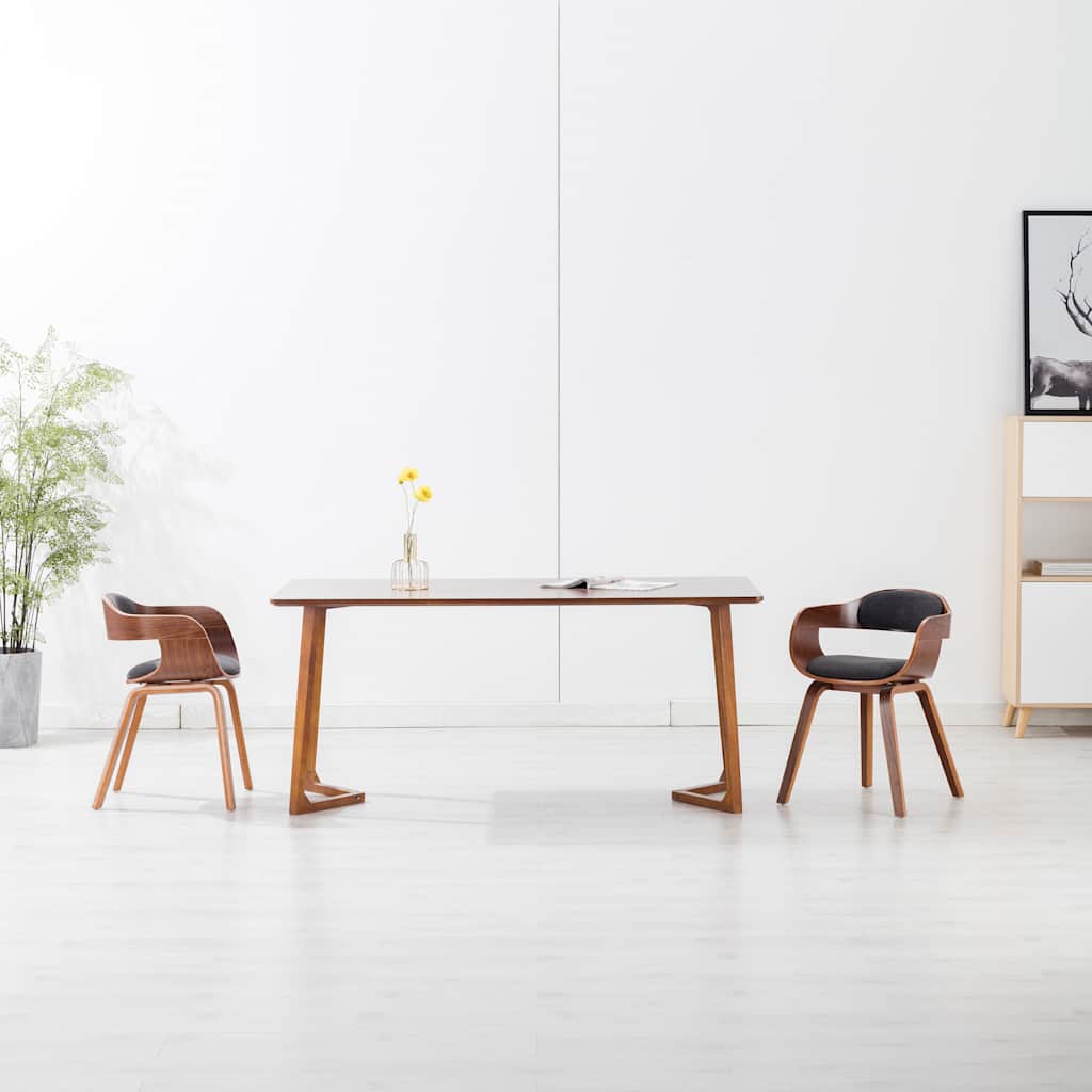 Eetkamerstoel stof en gebogen hout donkergrijs is nu te koop bij PeponiXL, paradijselijk wonen!