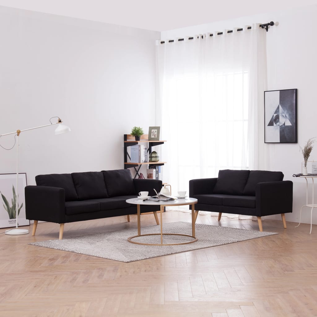2-delig Bankstel stof zwart is nu te koop bij PeponiXL, paradijselijk wonen!