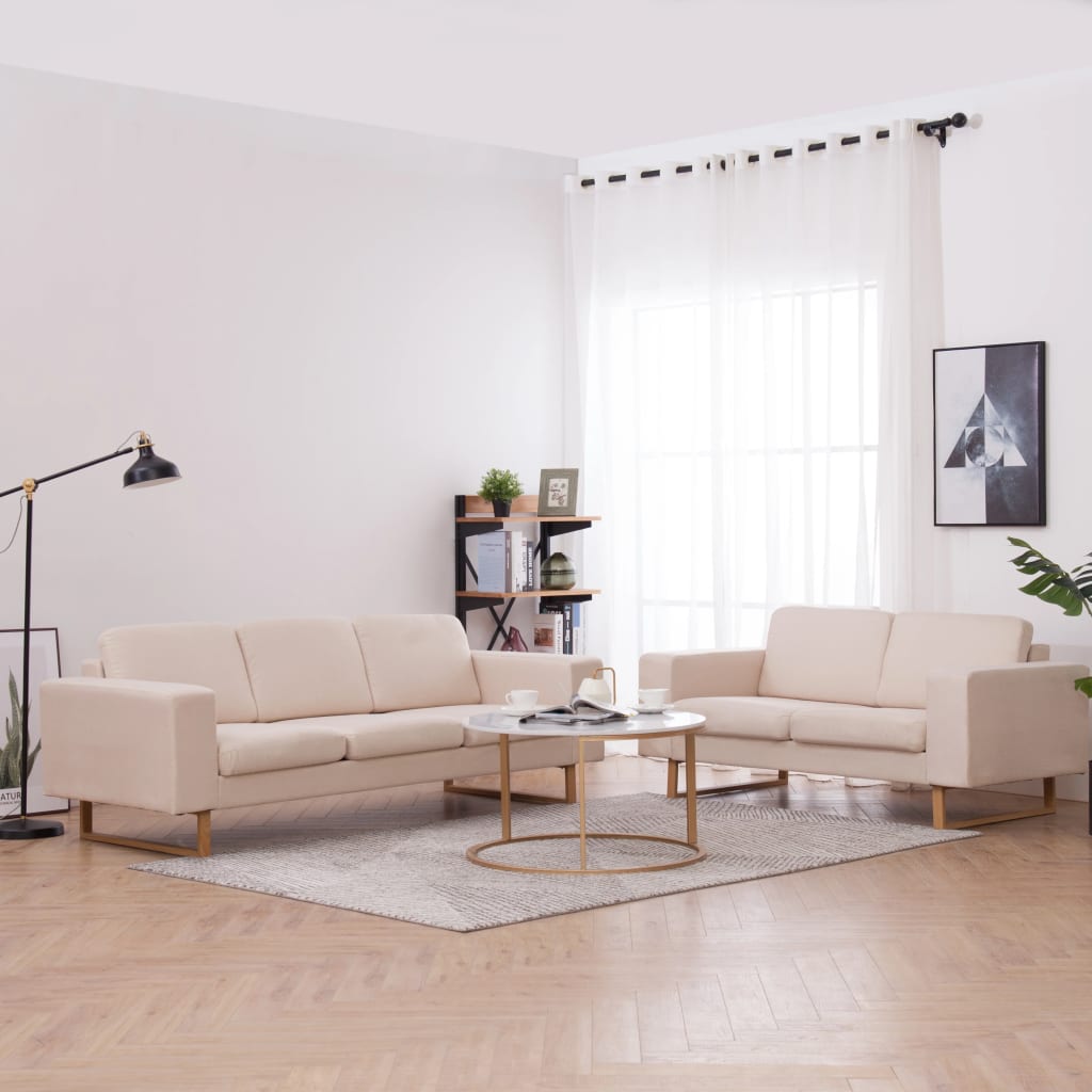 2-delig Bankstel stof crème is nu te koop bij PeponiXL, paradijselijk wonen!