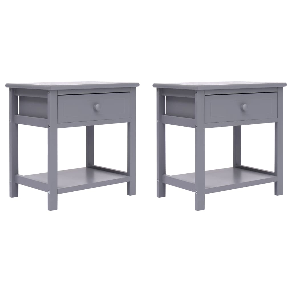 Nachtkastje 2 st 40x29x42 cm paulowniahout grijs is nu te koop bij PeponiXL, paradijselijk wonen!