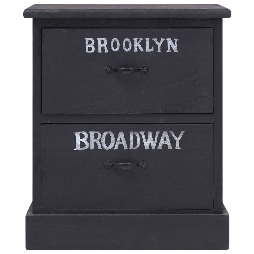 Nachtkastjes 2 st 38x28x45 cm paulowniahout zwart is nu te koop bij PeponiXL, paradijselijk wonen!