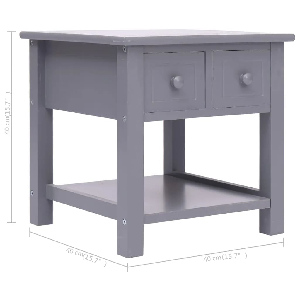 Bijzettafel 40x40x40 cm paulowniahout grijs is nu te koop bij PeponiXL, paradijselijk wonen!
