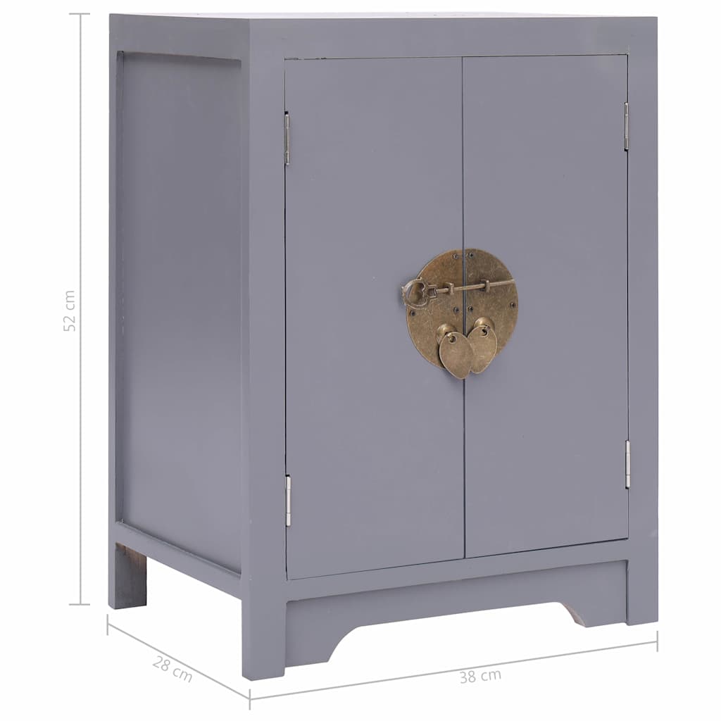 Nachtkastje 38x28x52 cm paulowniahout grijs is nu te koop bij PeponiXL, paradijselijk wonen!