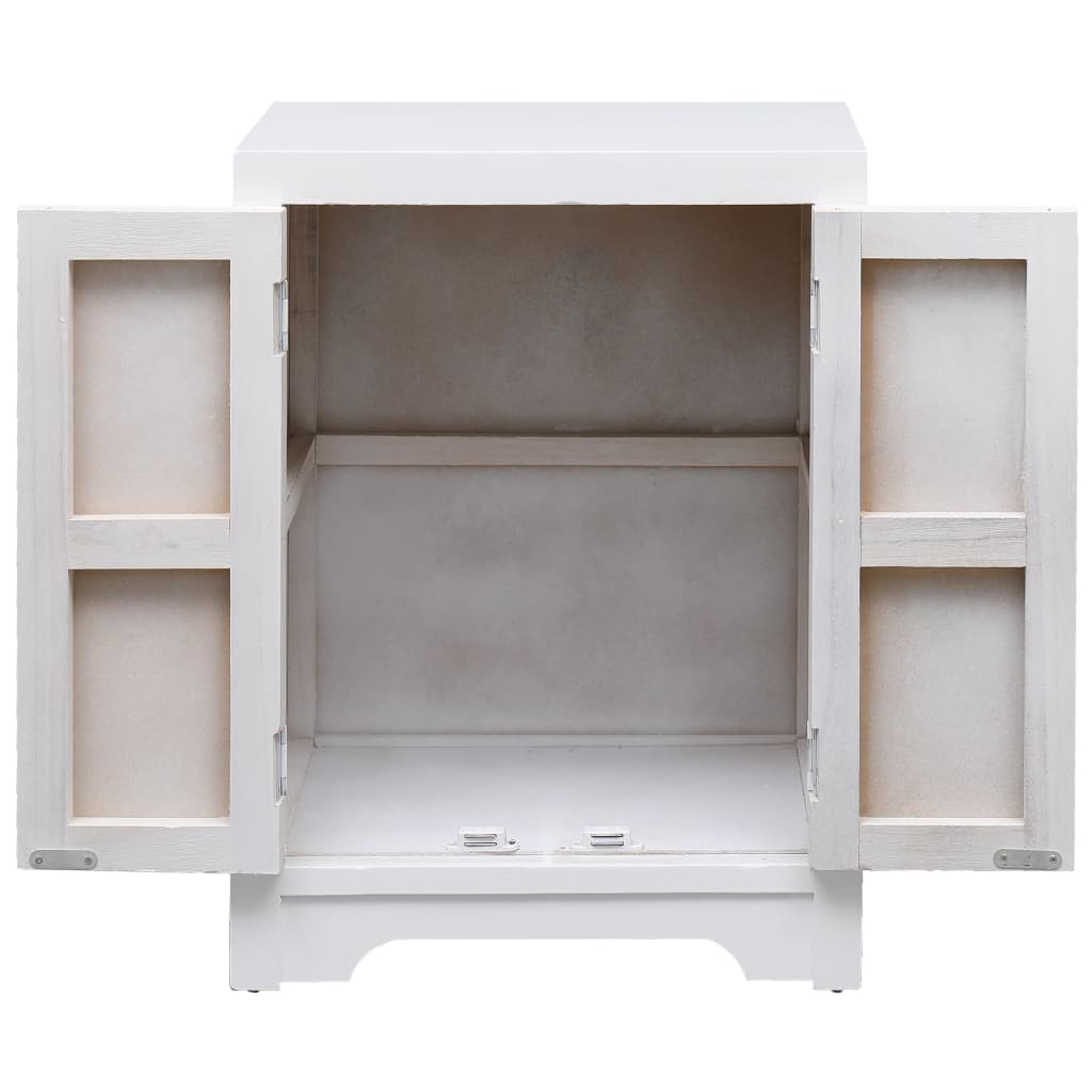 Nachtkastje 38x28x52 cm paulowniahout wit is nu te koop bij PeponiXL, paradijselijk wonen!