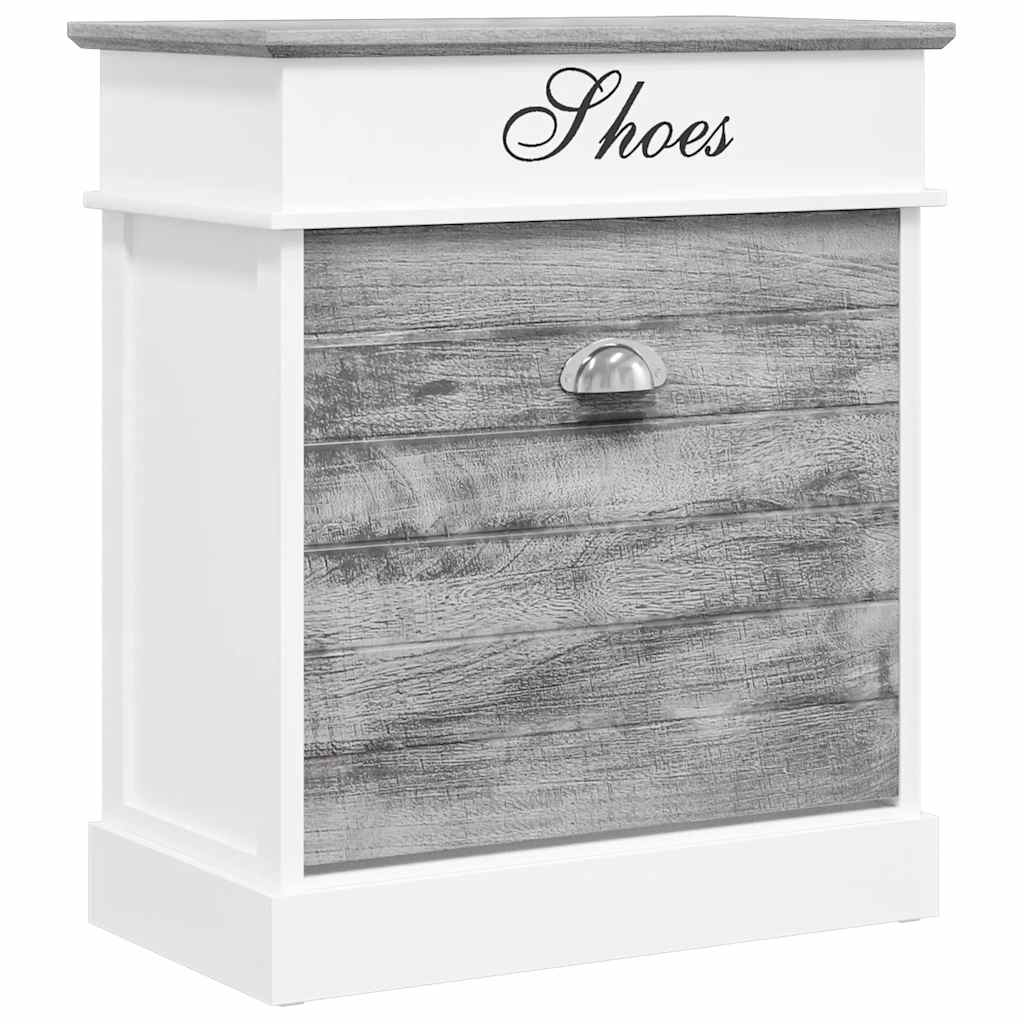 Schoenenkast 50x28x58 cm paulowniahout grijs is nu te koop bij PeponiXL, paradijselijk wonen!