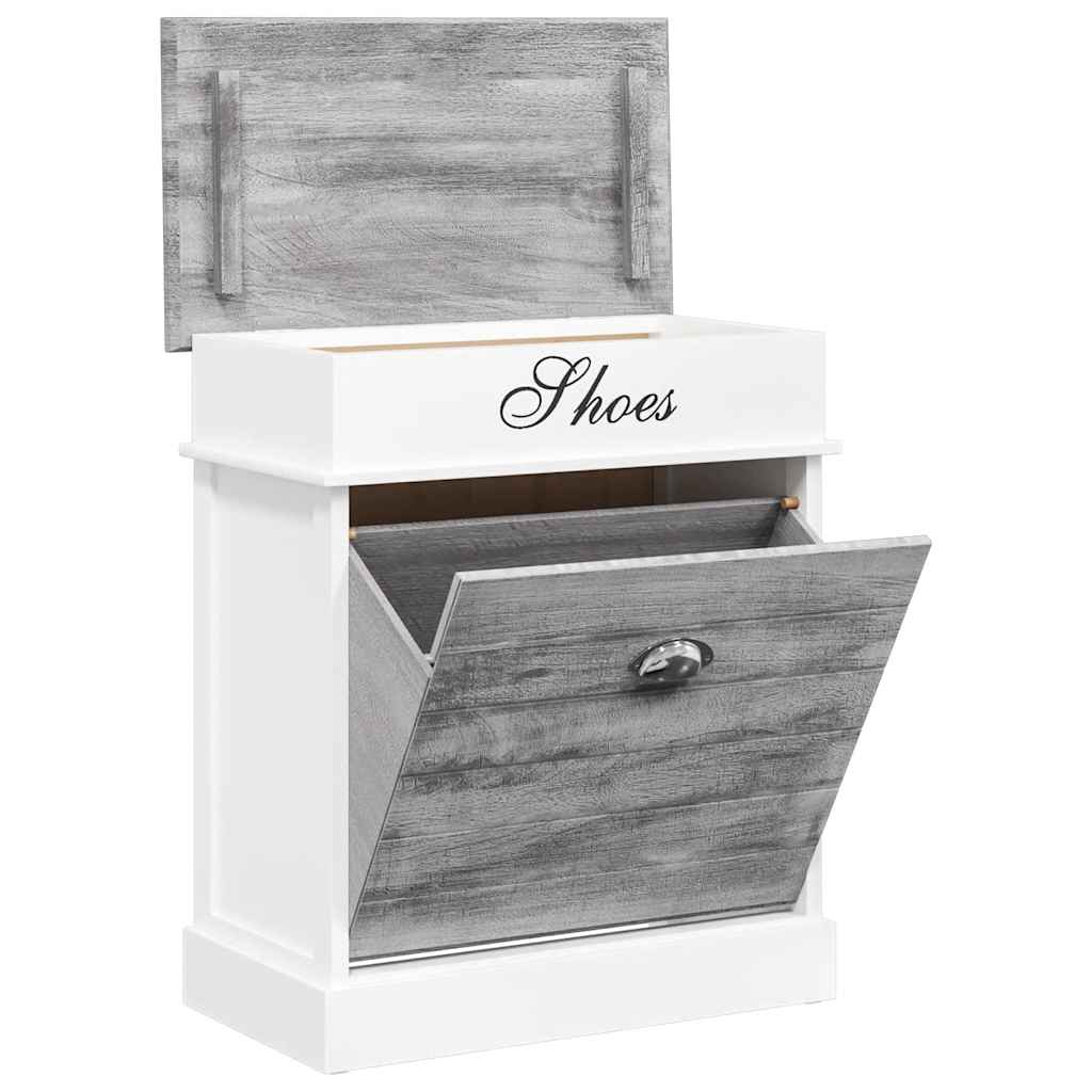 Schoenenkast 50x28x58 cm paulowniahout grijs is nu te koop bij PeponiXL, paradijselijk wonen!