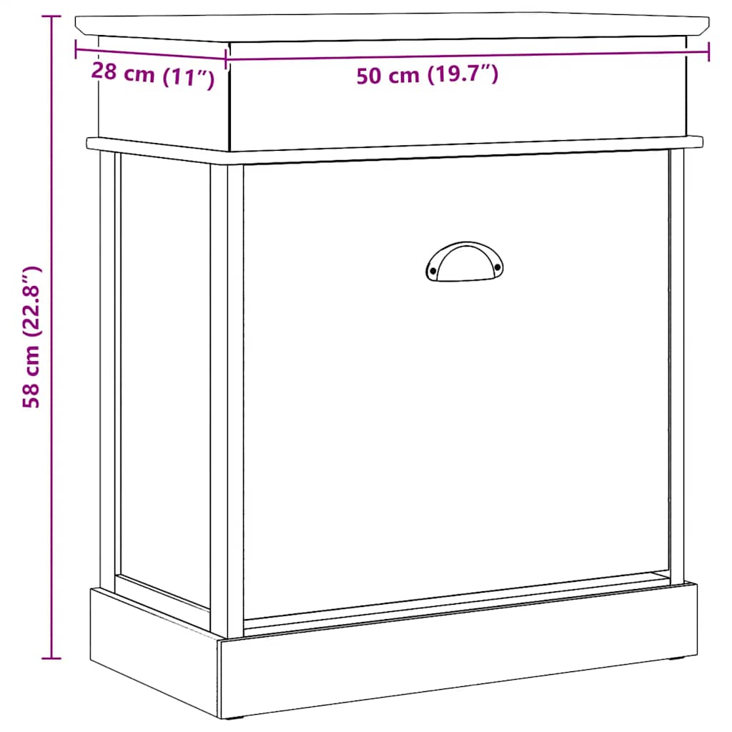 Schoenenkast 50x28x58 cm paulowniahout grijs is nu te koop bij PeponiXL, paradijselijk wonen!