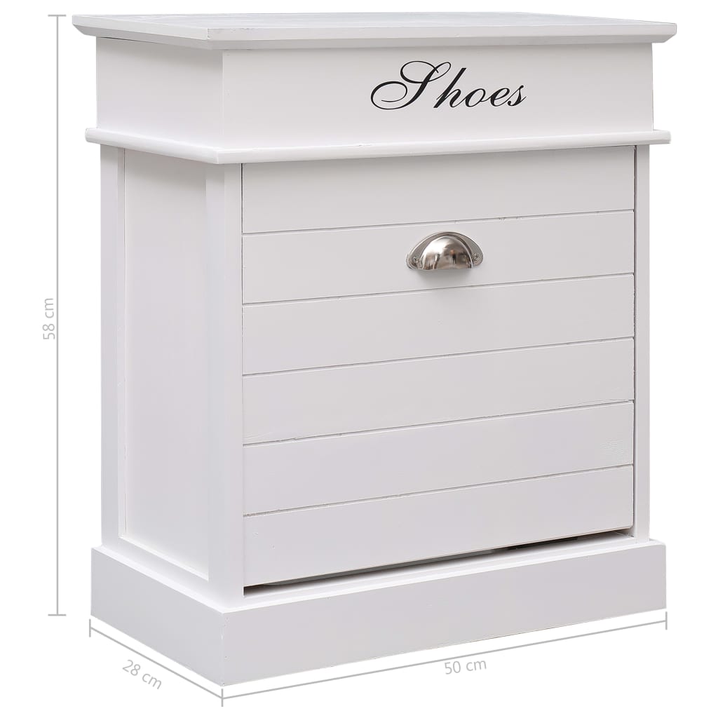 Schoenenkast 50x28x58 cm paulowniahout wit is nu te koop bij PeponiXL, paradijselijk wonen!