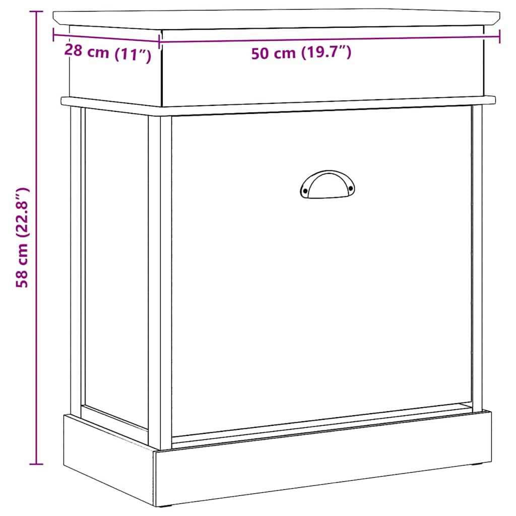 Schoenenkast 50x28x58 cm paulowniahout wit is nu te koop bij PeponiXL, paradijselijk wonen!