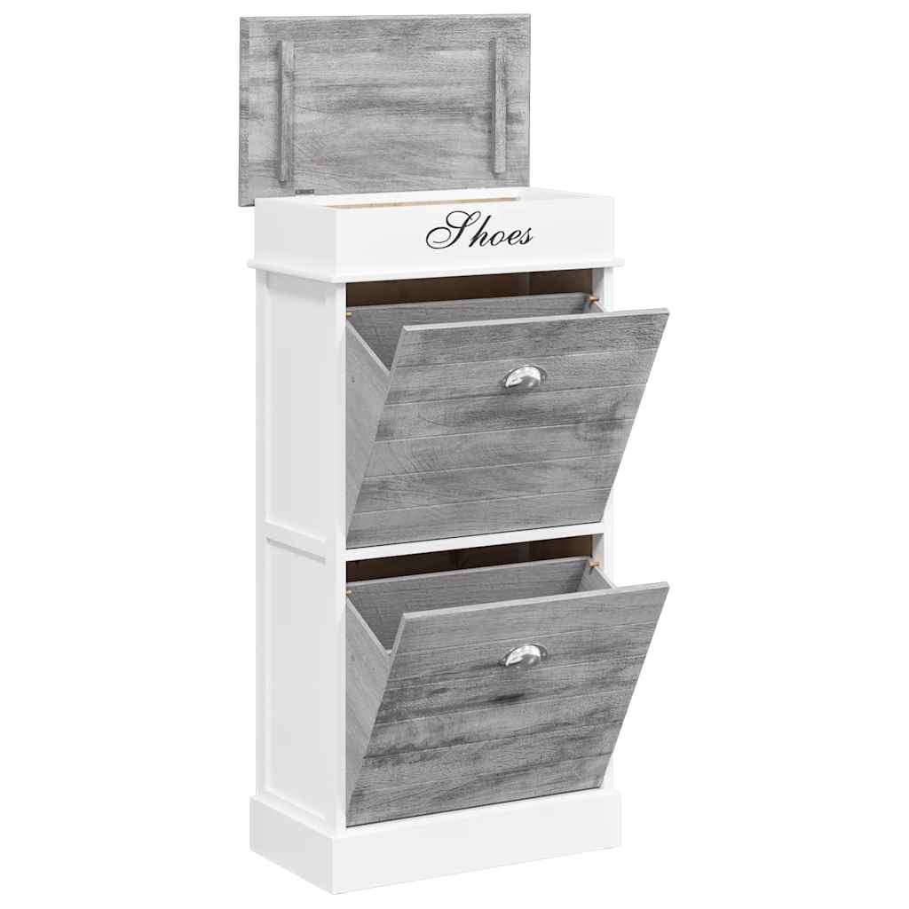Schoenenkast 50x28x98 cm paulowniahout grijs is nu te koop bij PeponiXL, paradijselijk wonen!