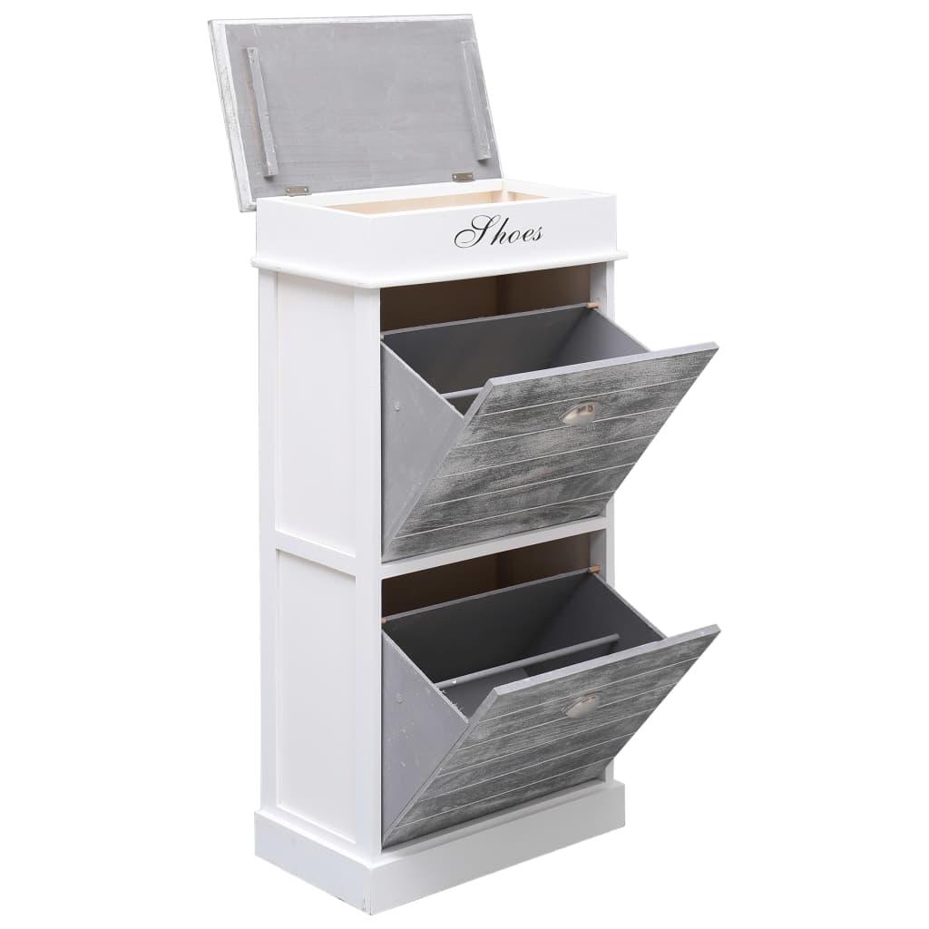 Schoenenkast 50x28x98 cm paulowniahout grijs is nu te koop bij PeponiXL, paradijselijk wonen!