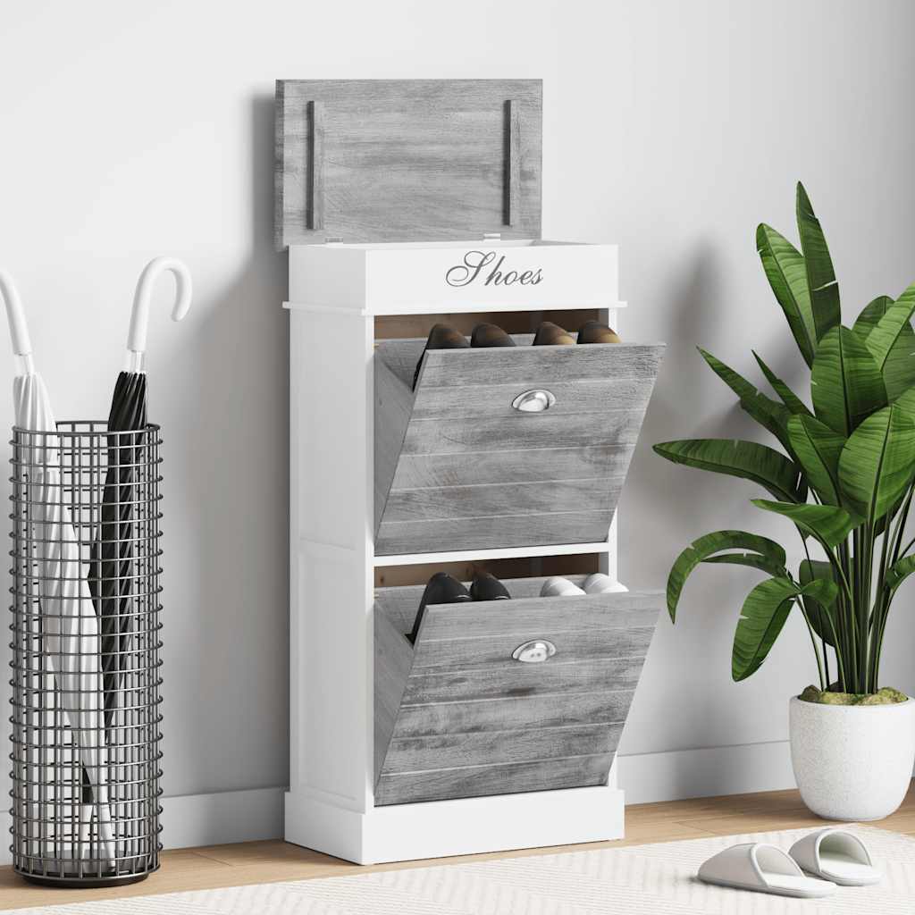 Schoenenkast 50x28x98 cm paulowniahout grijs is nu te koop bij PeponiXL, paradijselijk wonen!