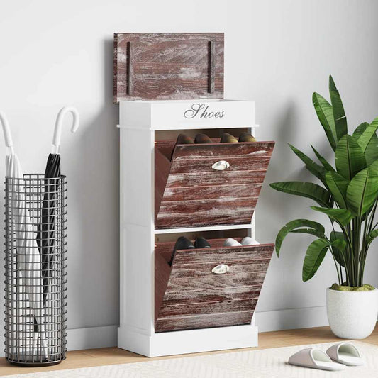 Schoenenkast 50x28x98 cm paulowniahout bruin is nu te koop bij PeponiXL, paradijselijk wonen!