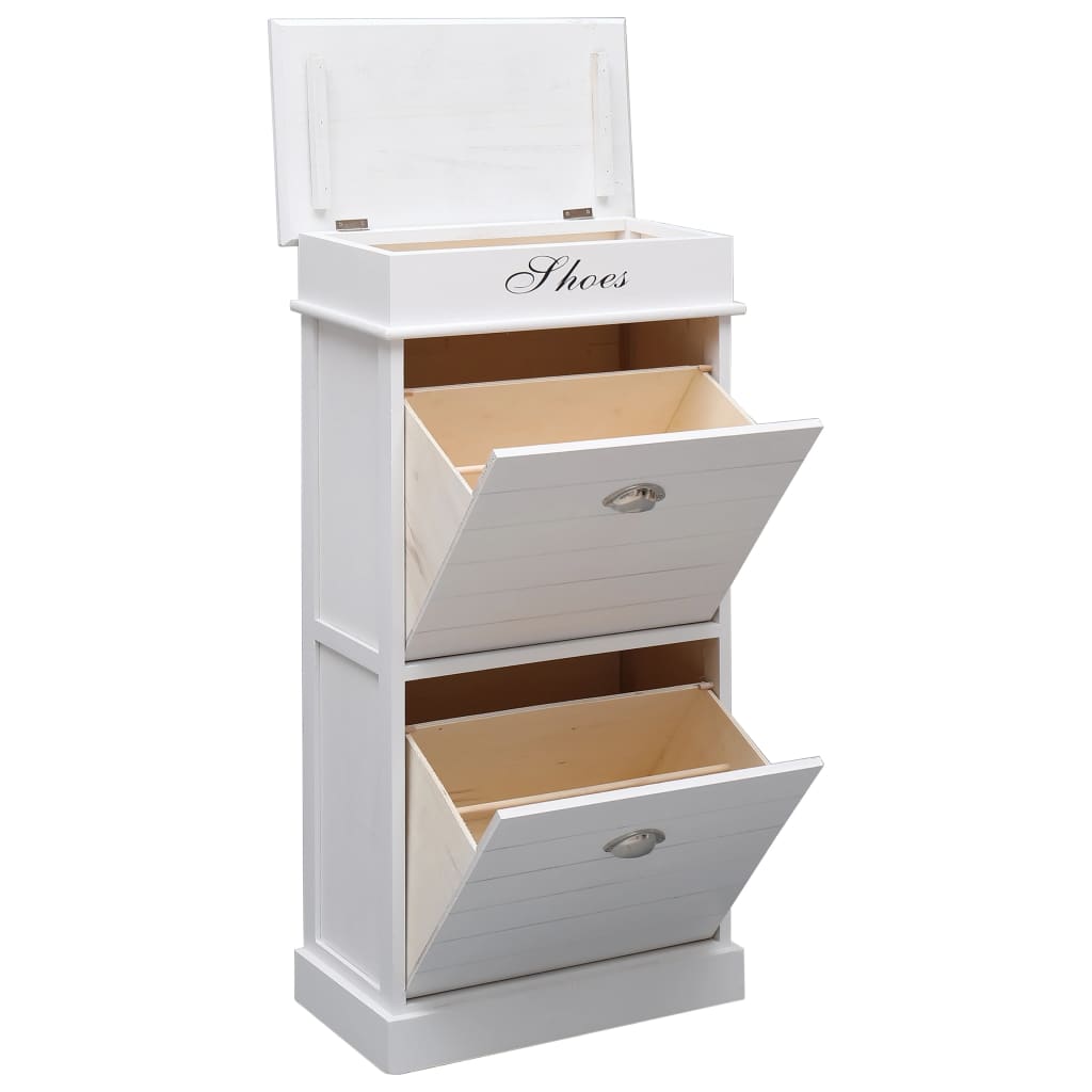 Schoenenkast 50x28x98 cm paulowniahout wit is nu te koop bij PeponiXL, paradijselijk wonen!