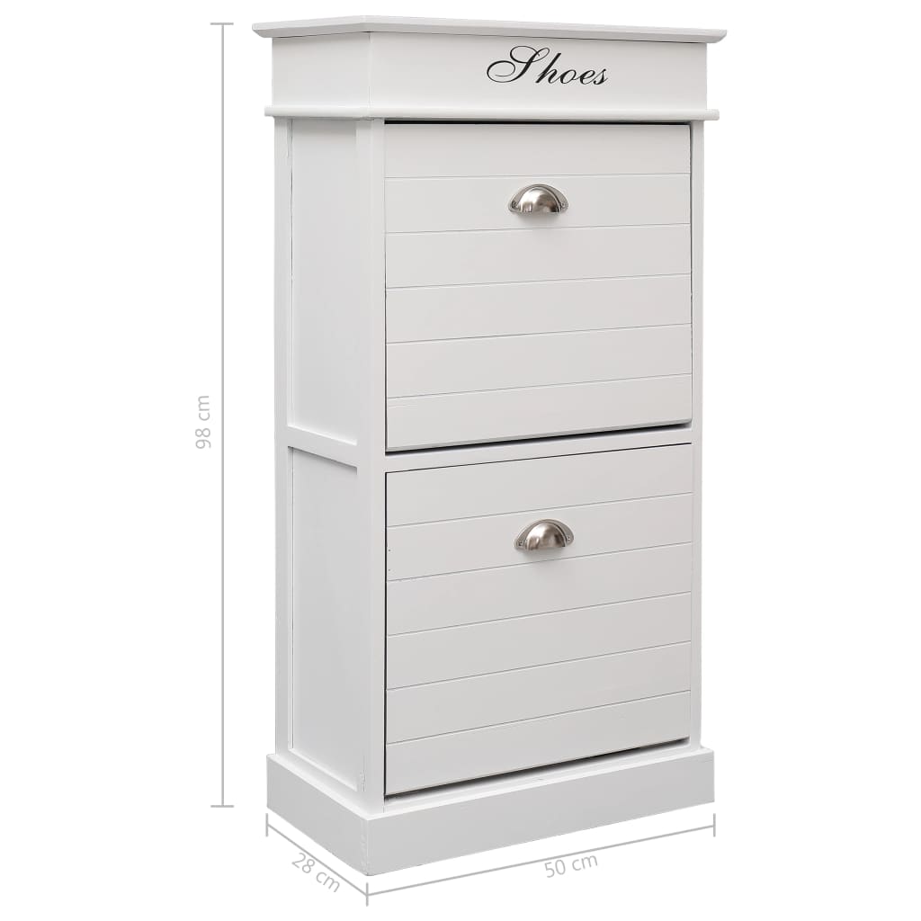 Schoenenkast 50x28x98 cm paulowniahout wit is nu te koop bij PeponiXL, paradijselijk wonen!