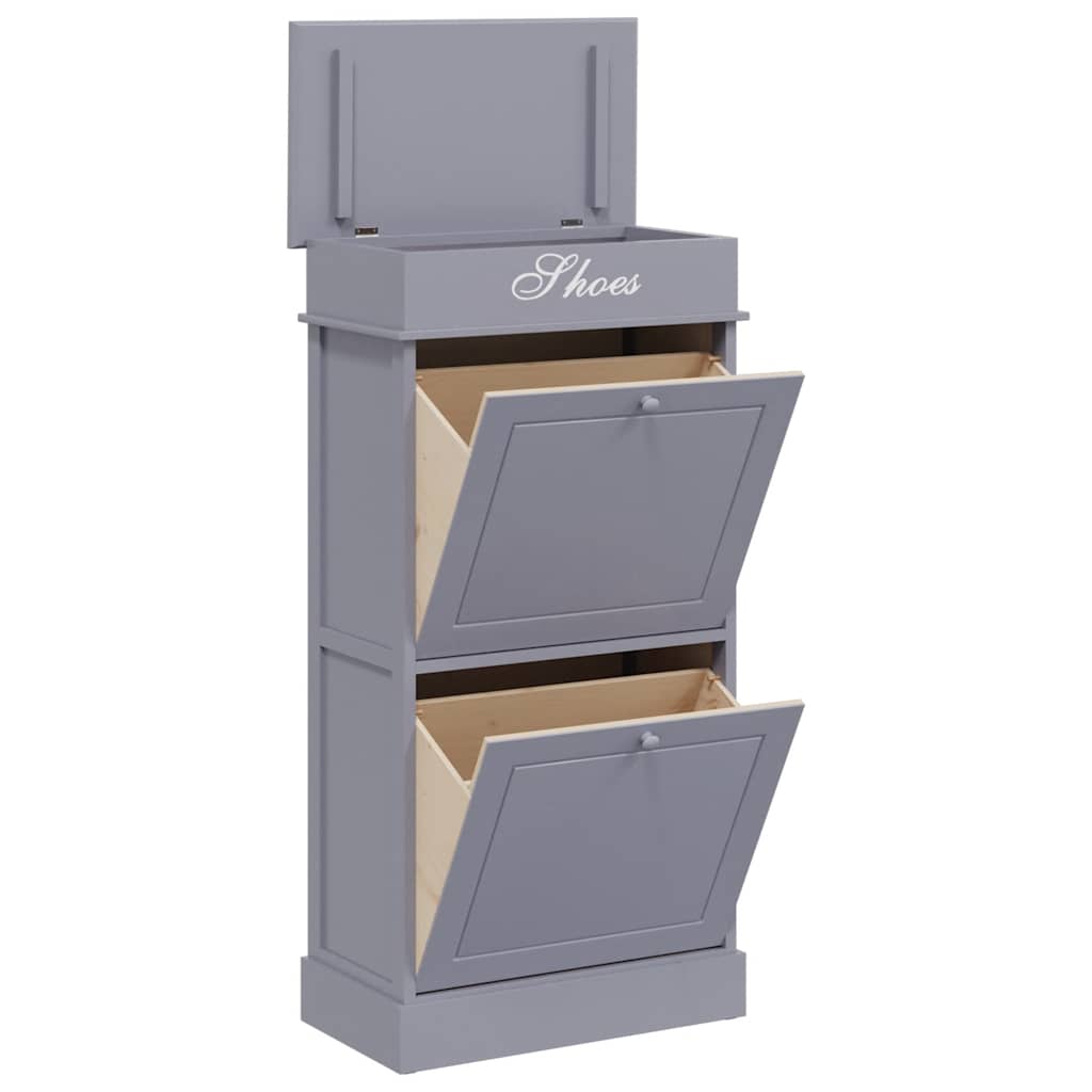 Schoenenkast 50x28x98 cm paulowniahout grijs is nu te koop bij PeponiXL, paradijselijk wonen!