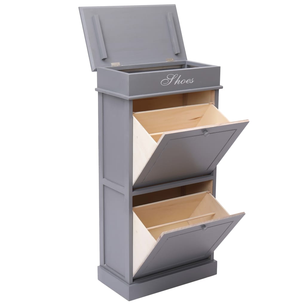 Schoenenkast 50x28x98 cm paulowniahout grijs is nu te koop bij PeponiXL, paradijselijk wonen!