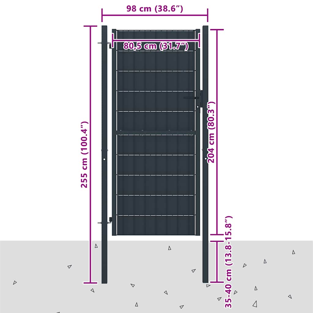 Hekpoort PVC en staal 100x204 cm antraciet is nu te koop bij PeponiXL, paradijselijk wonen!
