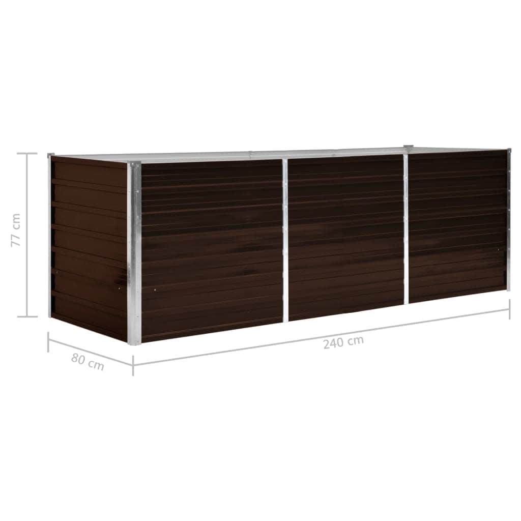Plantenbak verhoogd 240x80x77 cm gegalvaniseerd staal bruin is nu te koop bij PeponiXL, paradijselijk wonen!