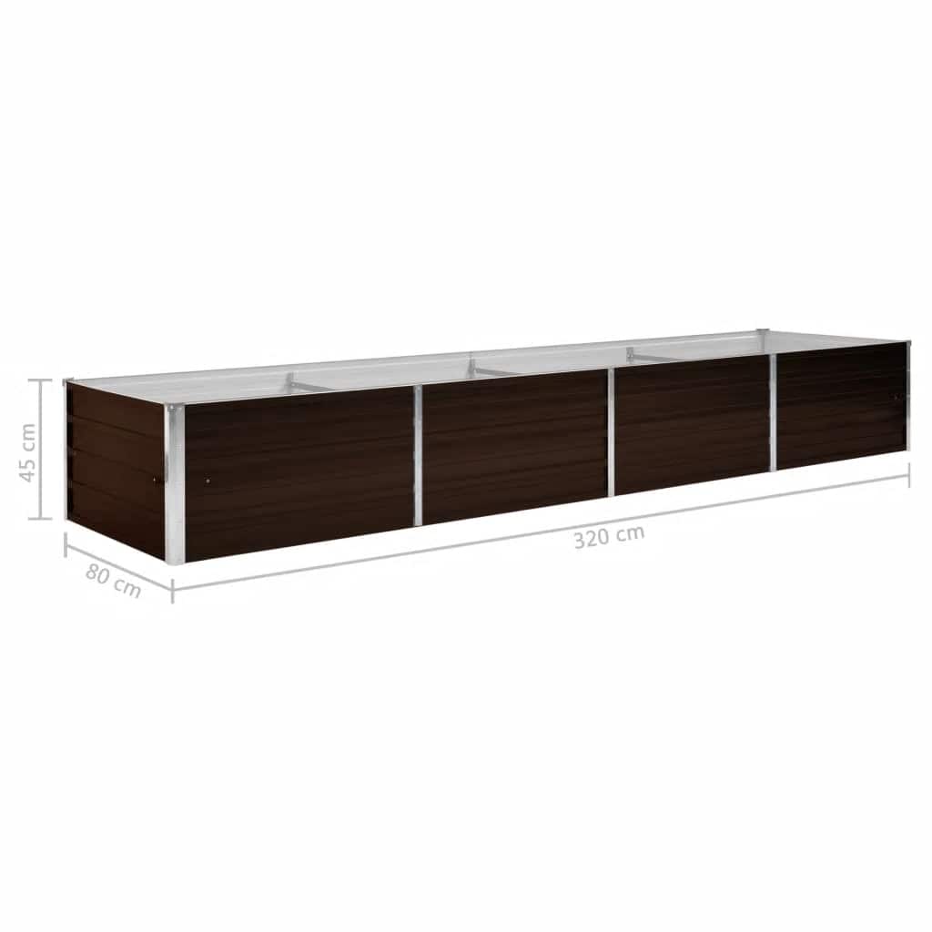 Plantenbak verhoogd 320x80x45 cm gegalvaniseerd staal bruin is nu te koop bij PeponiXL, paradijselijk wonen!
