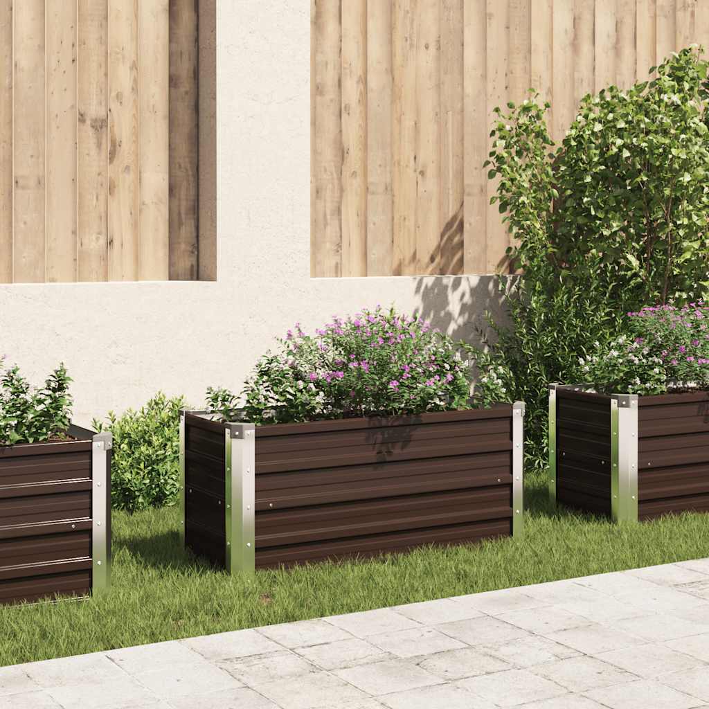 Plantenbak verhoogd 100x40x45 cm gegalvaniseerd staal bruin is nu te koop bij PeponiXL, paradijselijk wonen!